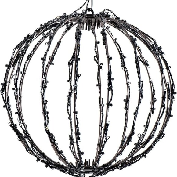 LIBERECOO LED Festive Light Balls 16 inch Metal Hanging Tree Sphere Light 3 PK